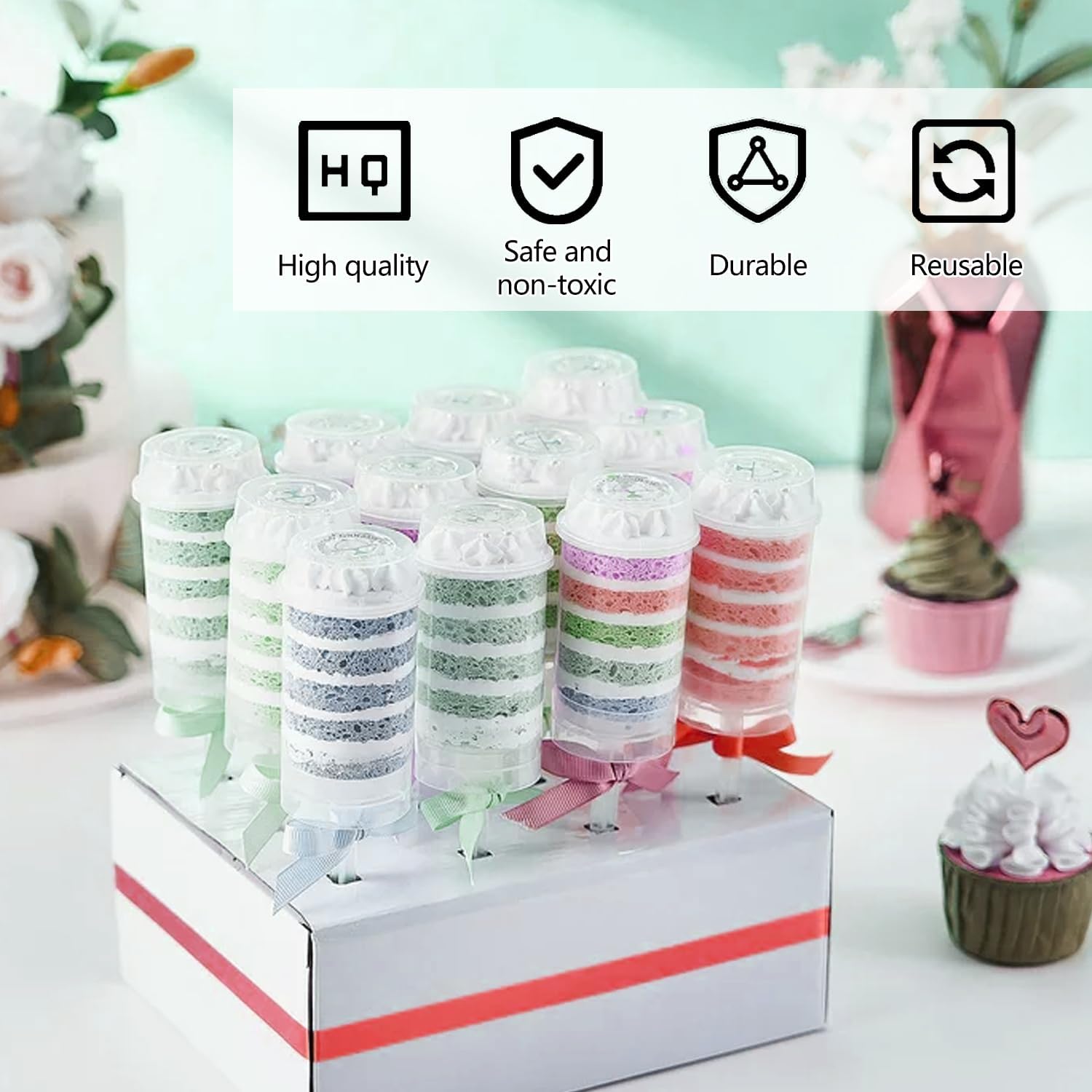 80 pcs Round Shape Clear Push-Up Cake Pop Shooter (Push Up Pops) Plastic Containers with Lids, Base & Sticks V1259-DP01-A-609