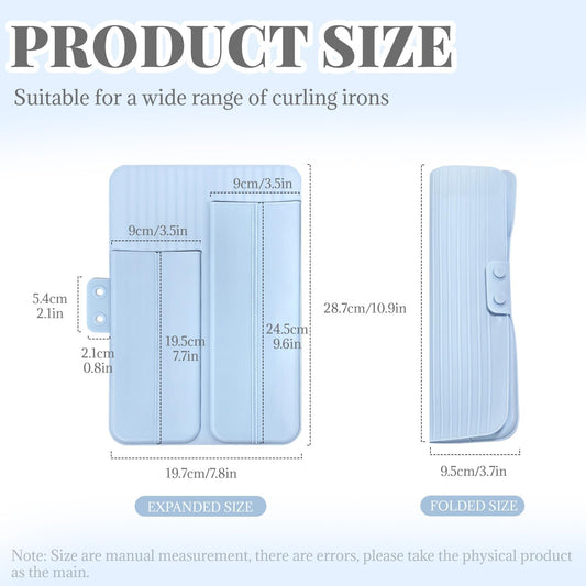 2-in-1 Heat Resistant Silicone Mat Travel Case, Soft Folding Storage Bag with 2 Pockets for Curling Iron, V1259-DP01-A-612