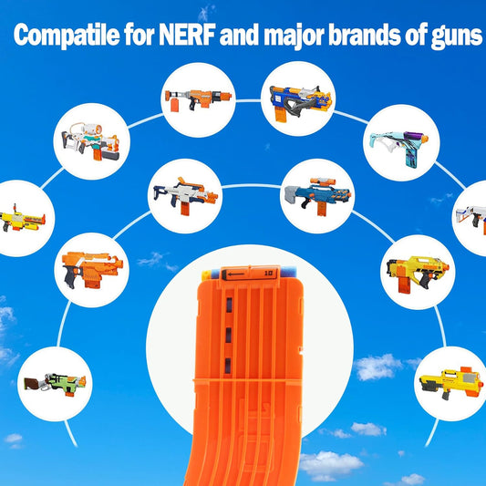 10 Darts Curved Magazine Quick Reload Clip Compatible for Nerf Elite (Orange, 2Pcs) 2pcs Orange V1259-DP01-A-613