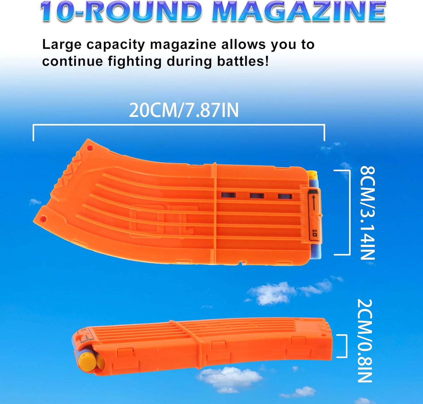 10 Darts Curved Magazine Quick Reload Clip Compatible for Nerf Elite (Orange, 2Pcs) 2pcs Orange V1259-DP01-A-613