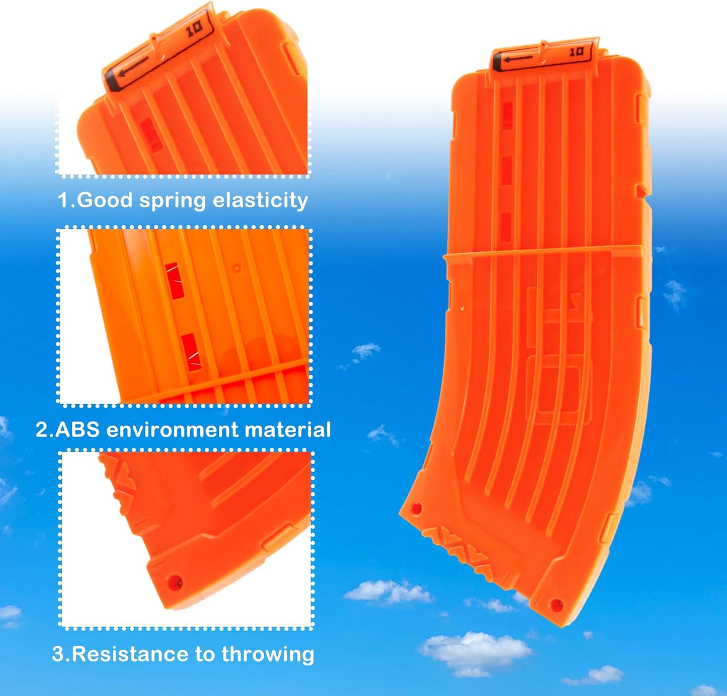 10 Darts Curved Magazine Quick Reload Clip Compatible for Nerf Elite (Orange, 2Pcs) 2pcs Orange V1259-DP01-A-613