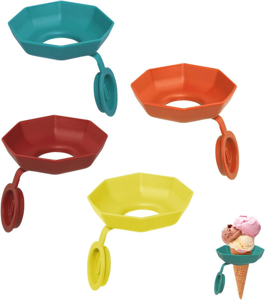 4 Pack Silicone Ice Pop and Cream Leak-Proof Holders for Kids, Portable Mess Free Cone Freeze-Proof Popsicle V1259-DP01-A-615
