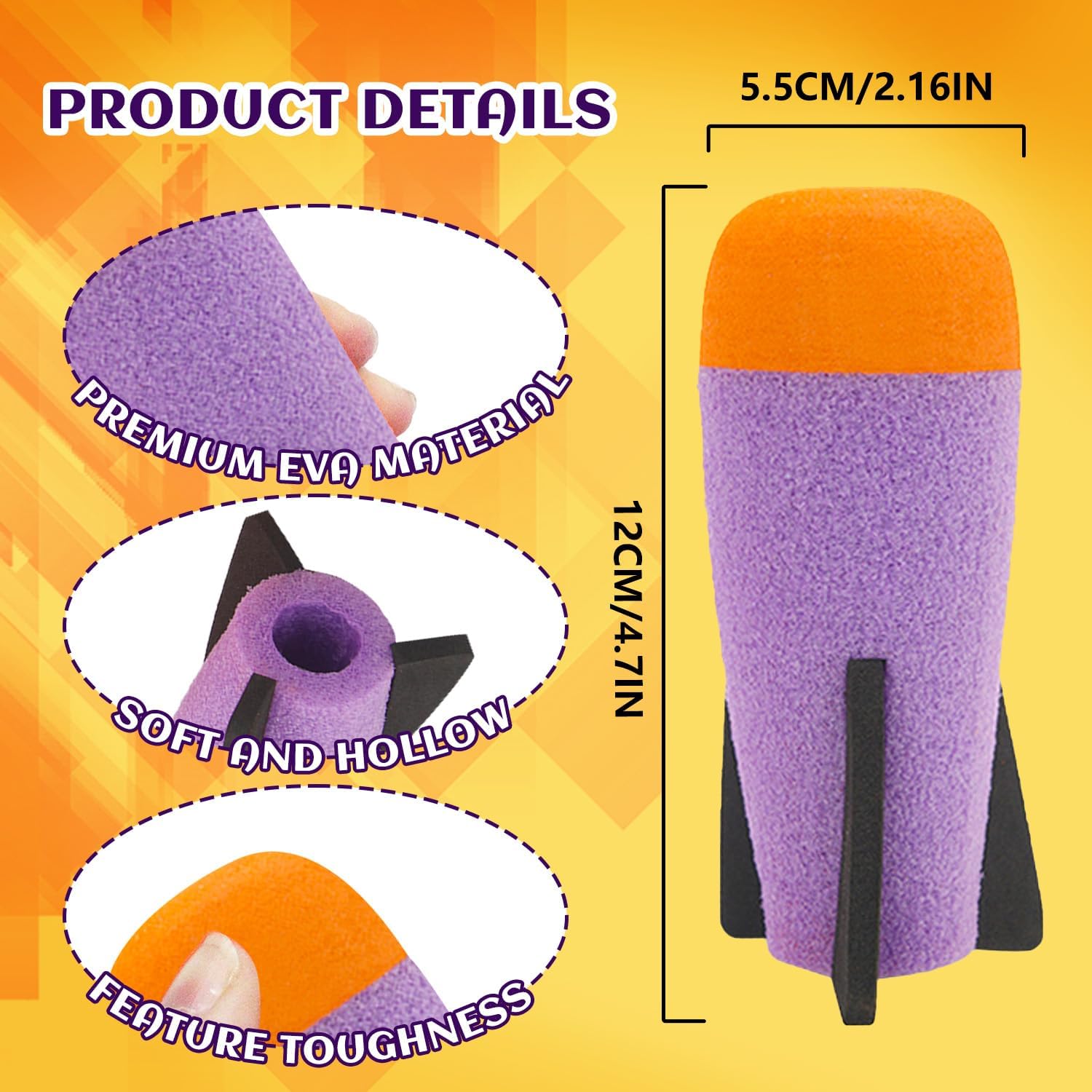 Missile Filled Foam Rocket Launcher Compatible for Nerf N-Strike Elite Series 10pcs,purple V1259-DP01-A-623