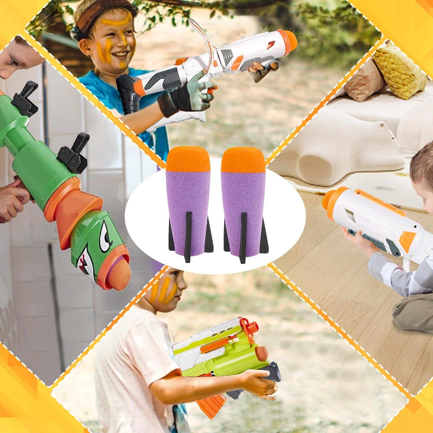 Missile Filled Foam Rocket Launcher Compatible for Nerf N-Strike Elite Series 10pcs,purple V1259-DP01-A-623