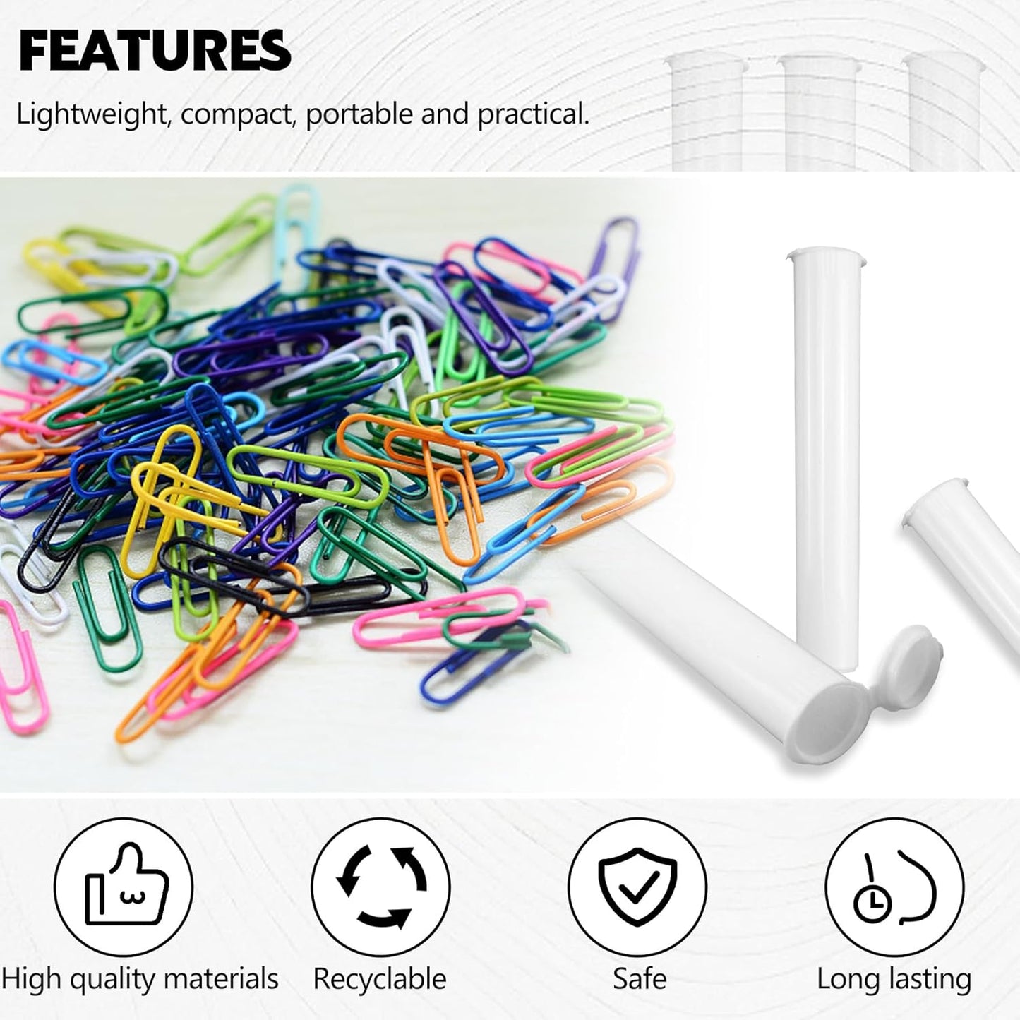 116mm 6pcs Waterproof Cigarette Storage Tubes Squeeze Bottles with Caps Airtight Sealing Plastic Container V1259-DP01-A-635