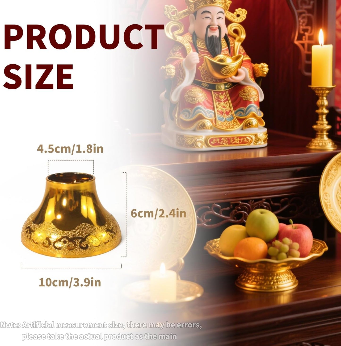 Buddhist Offering Plate Tray base with Golden Lotus Design - Serving for Fruit Offering, Home Dining,Temple V1259-DP01-A-650