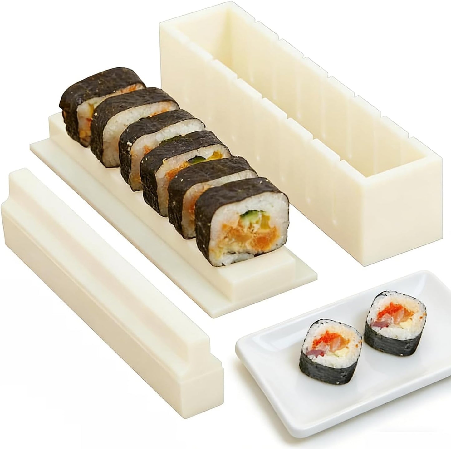 Sushi Maker Mold Kit, Easy DIY Onigiri Rice Ball Press, Plastic Shaper Tool for Home Kitchen Beginners V1259-DP01-A-652