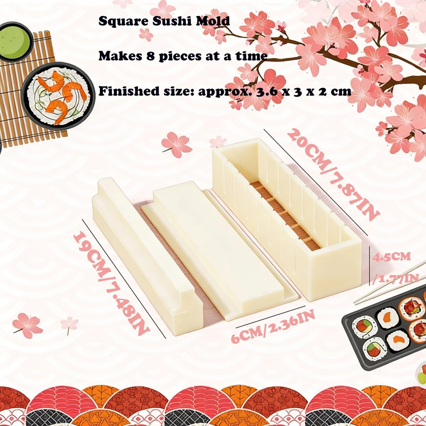 Sushi Maker Mold Kit, Easy DIY Onigiri Rice Ball Press, Plastic Shaper Tool for Home Kitchen Beginners V1259-DP01-A-652