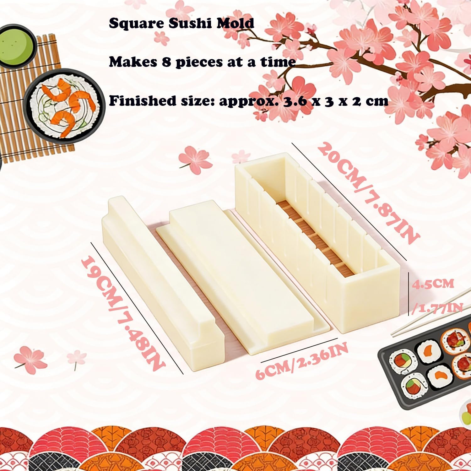 Sushi Maker Mold Kit, Easy DIY Onigiri Rice Ball Press, Plastic Shaper Tool for Home Kitchen Beginners V1259-DP01-A-652