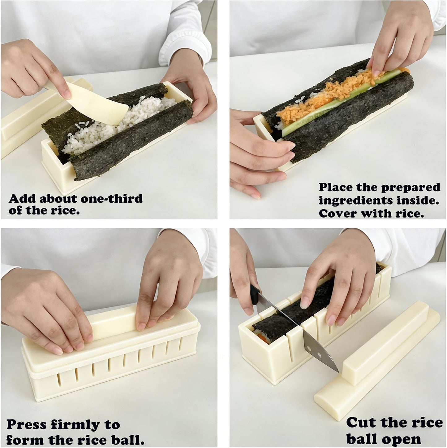 Sushi Maker Mold Kit, Easy DIY Onigiri Rice Ball Press, Plastic Shaper Tool for Home Kitchen Beginners V1259-DP01-A-652