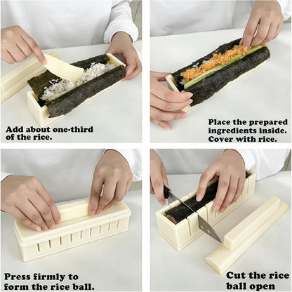 Sushi Maker Mold Kit, Easy DIY Onigiri Rice Ball Press, Plastic Shaper Tool for Home Kitchen Beginners V1259-DP01-A-652