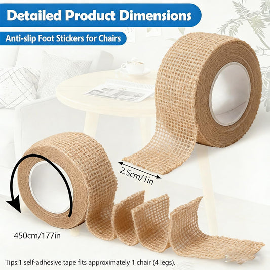 6 Rolls Floor Protector Pads for Chair Legs, Self-Adhesive Anti-Slip Furniture Tape 1" x 177", Non-Woven Wrap V1259-DP01-A-653