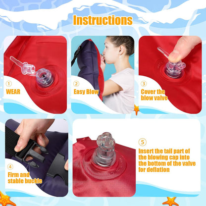 Inflatable Swim Belt Pool Flotation Portable Waist Floatation Aid for Adults Adjustable Training with Buckle V1259-DP01-A-681