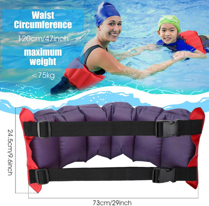 Inflatable Swim Belt Pool Flotation Portable Waist Floatation Aid for Adults Adjustable Training with Buckle V1259-DP01-A-681