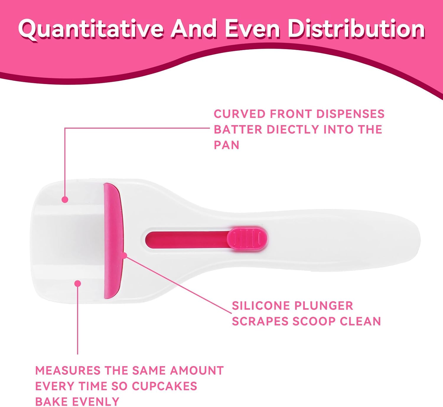Cupcake Batter Scoop, Scoop Dispenser Sliding Button Baking Cake Dispensing Spoon for Baking, Pastry & V1259-DP01-A-697