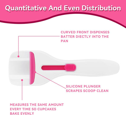 Cupcake Batter Scoop, Scoop Dispenser Sliding Button Baking Cake Dispensing Spoon for Baking, Pastry & V1259-DP01-A-697