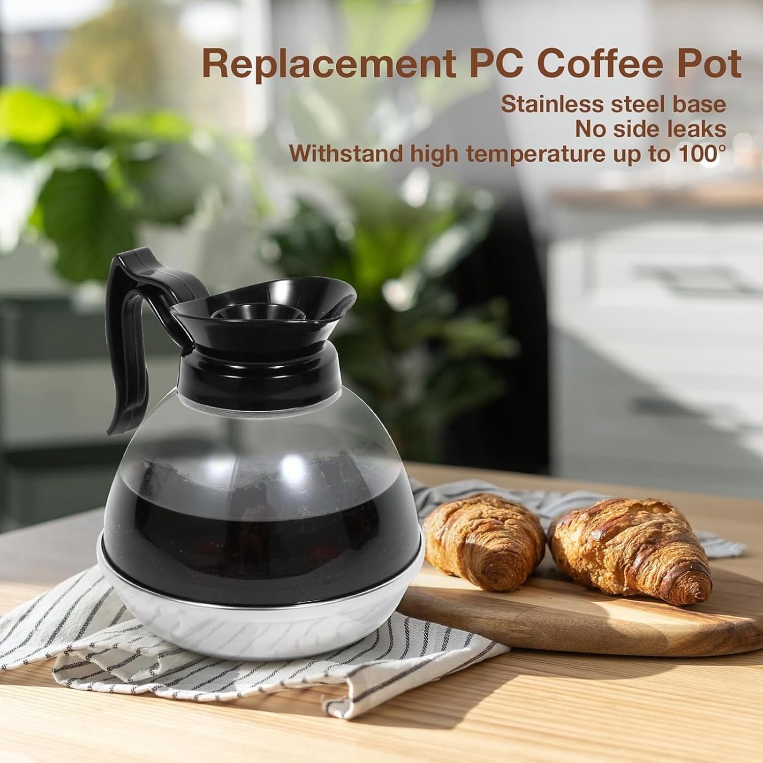 Coffee Decanter Pot, 1.2QT Universal Pot Commercial Maker Replacement with Black Handle for Machine Stove V1259-DP01-A-698