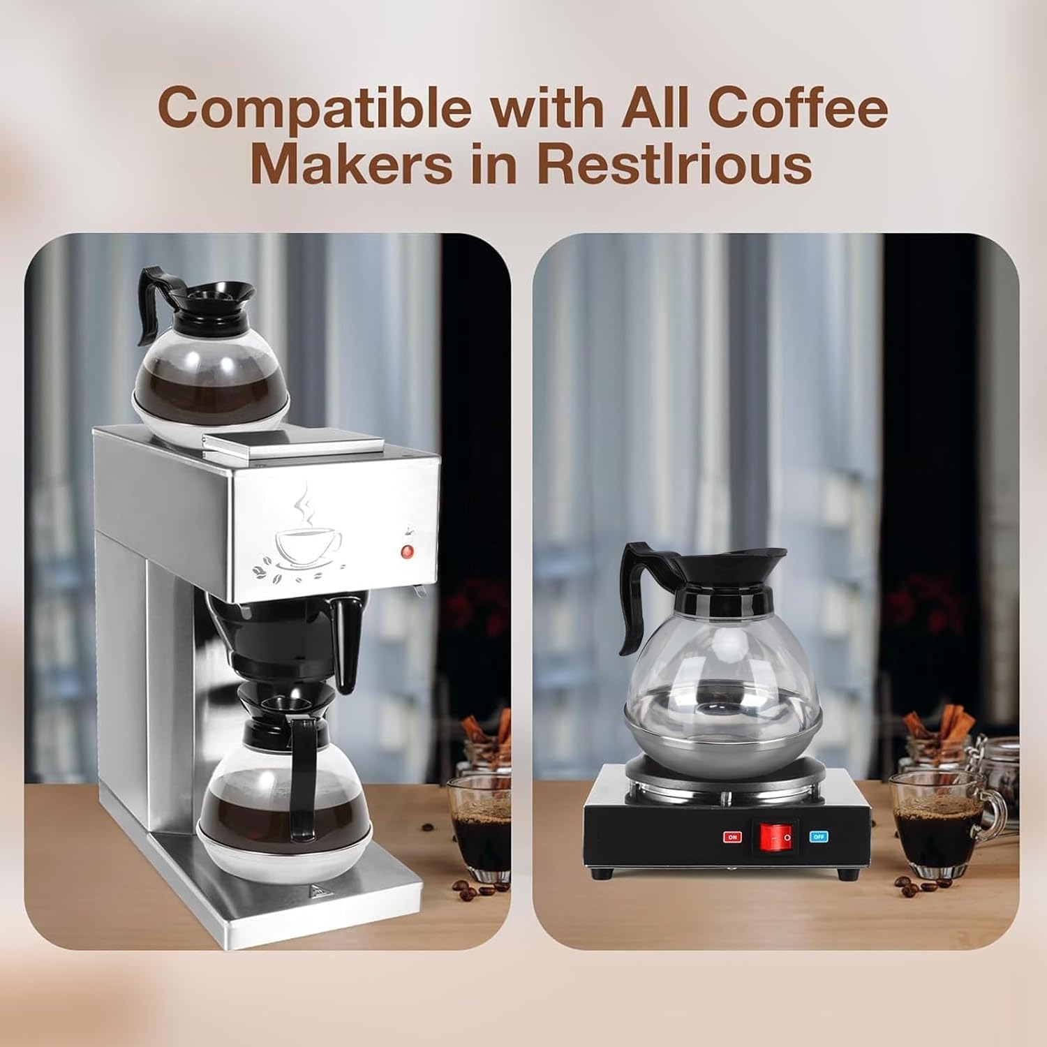 Coffee Decanter Pot, 1.2QT Universal Pot Commercial Maker Replacement with Black Handle for Machine Stove V1259-DP01-A-698