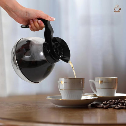 Coffee Decanter Pot, 1.2QT Universal Pot Commercial Maker Replacement with Black Handle for Machine Stove V1259-DP01-A-698