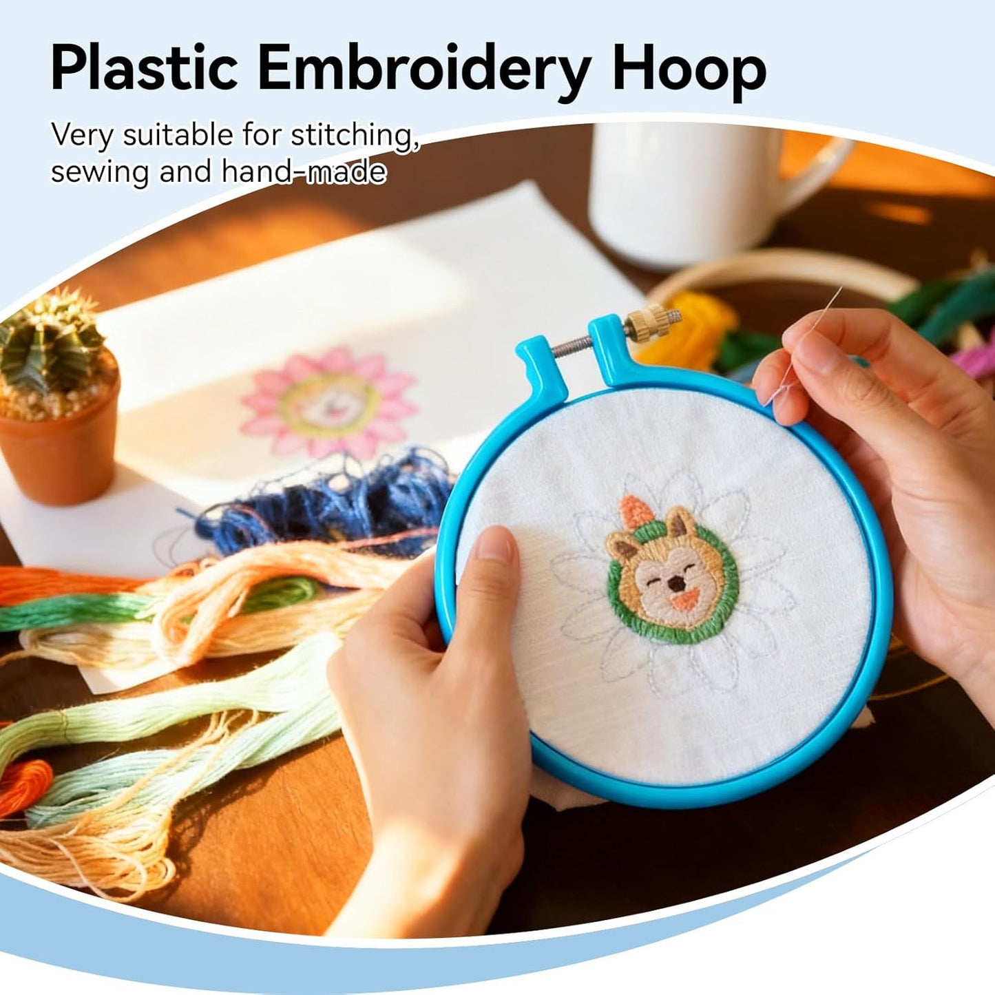 Embroidery Hoop Plastic, 5in Plastic Circle Cross Stitch Ring Supplies for Art Craft Sewing, Random Color V1259-DP01-A-699