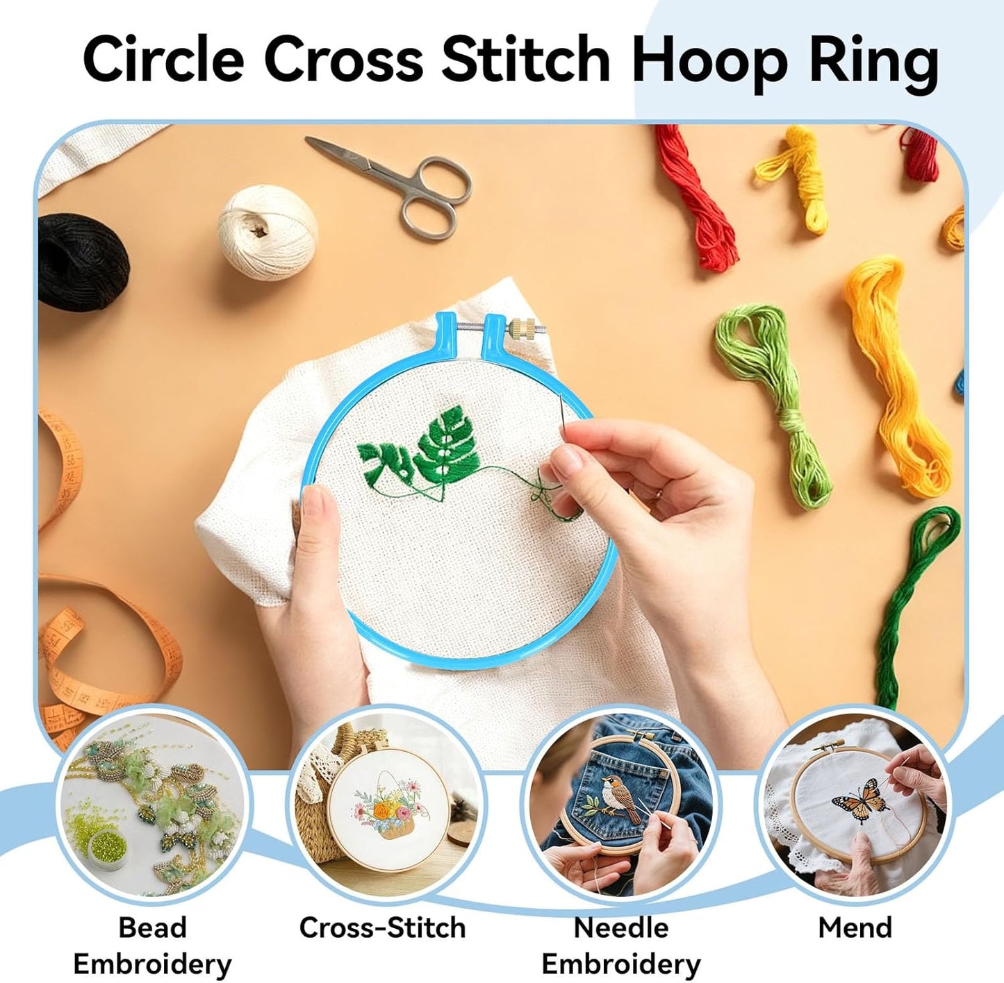 Embroidery Hoop Plastic, 5in Plastic Circle Cross Stitch Ring Supplies for Art Craft Sewing, Random Color V1259-DP01-A-699