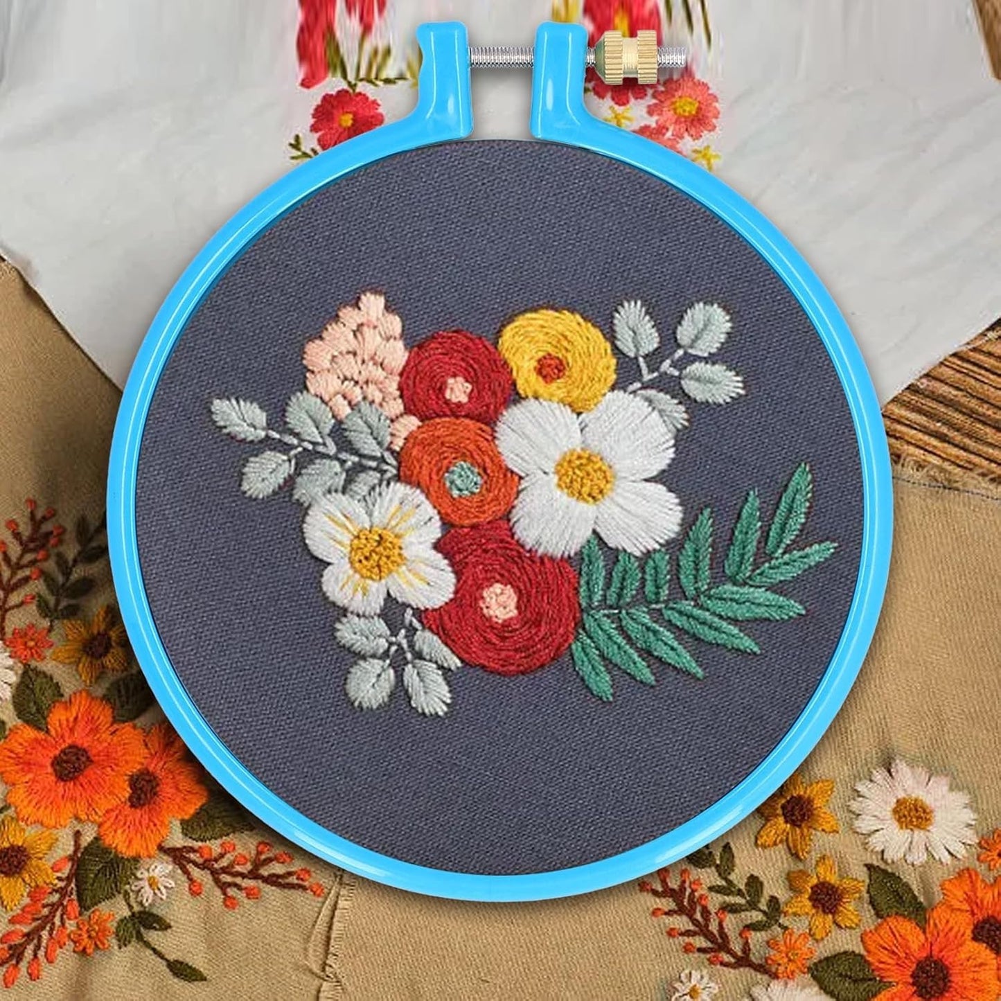 Embroidery Hoop Plastic, 5in Plastic Circle Cross Stitch Ring Supplies for Art Craft Sewing, Random Color V1259-DP01-A-699