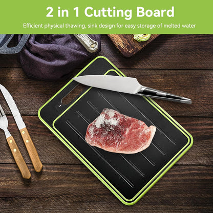 2 in 1 Defrosting Tray, Defrost Cutting Board with Knife Sharpener, Thawing Tray for Frozen Meat, Double V1259-DP01-A-701