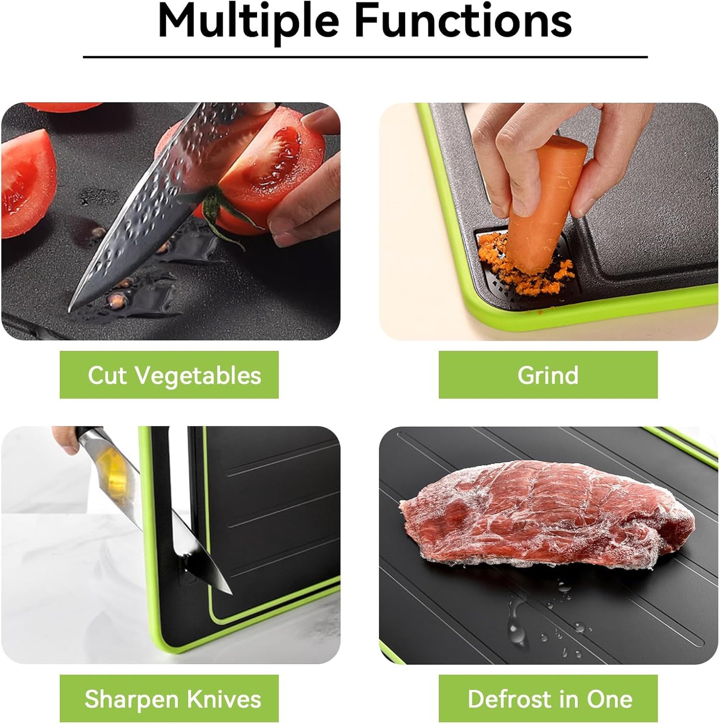 2 in 1 Defrosting Tray, Defrost Cutting Board with Knife Sharpener, Thawing Tray for Frozen Meat, Double V1259-DP01-A-701