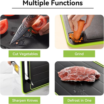 2 in 1 Defrosting Tray, Defrost Cutting Board with Knife Sharpener, Thawing Tray for Frozen Meat, Double V1259-DP01-A-701