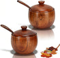 2 Pack Sugar Bowl with Lid and Spoon, Coffee Container Set Wooden Condiment Pot Decorative Storage Seasoning V1259-DP01-A-702