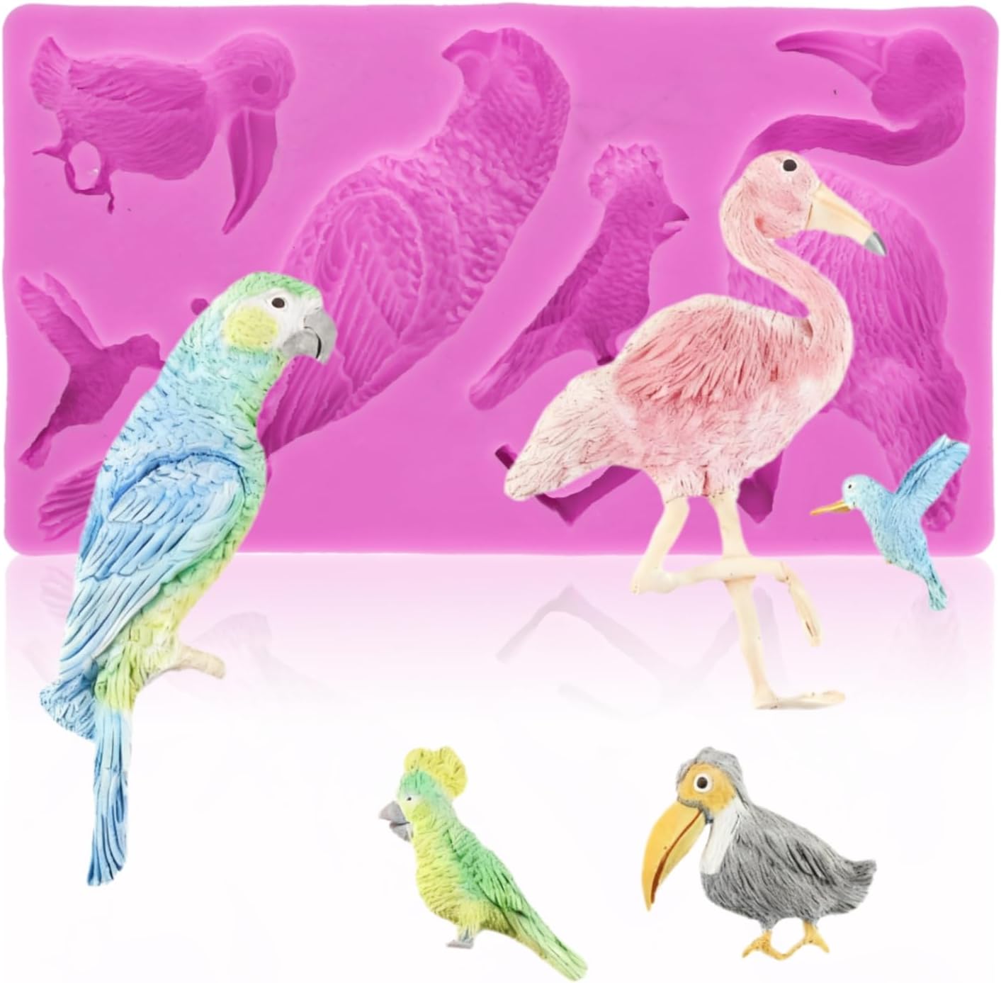 Fondant Molds, Silicone Flamingo Birds Mold 3D Bird Mould for Cupcake Cake Chocolate Decoration V1259-DP01-A-705