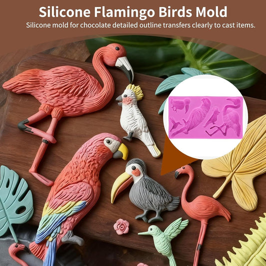 Fondant Molds, Silicone Flamingo Birds Mold 3D Bird Mould for Cupcake Cake Chocolate Decoration V1259-DP01-A-705