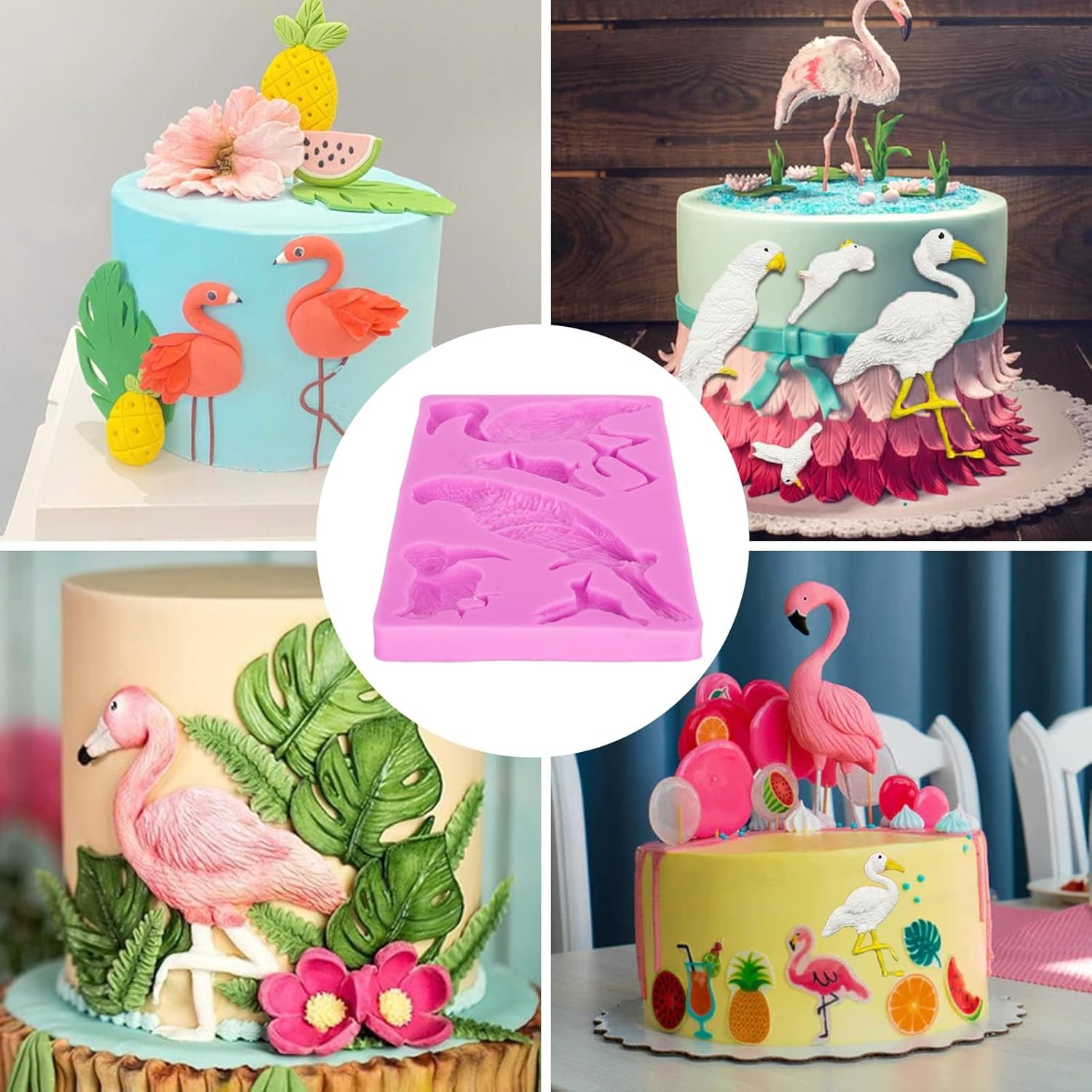Fondant Molds, Silicone Flamingo Birds Mold 3D Bird Mould for Cupcake Cake Chocolate Decoration V1259-DP01-A-705