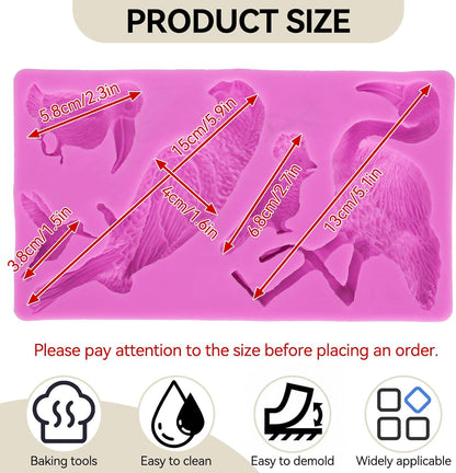 Fondant Molds, Silicone Flamingo Birds Mold 3D Bird Mould for Cupcake Cake Chocolate Decoration V1259-DP01-A-705