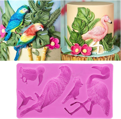 Fondant Molds, Silicone Flamingo Birds Mold 3D Bird Mould for Cupcake Cake Chocolate Decoration V1259-DP01-A-705