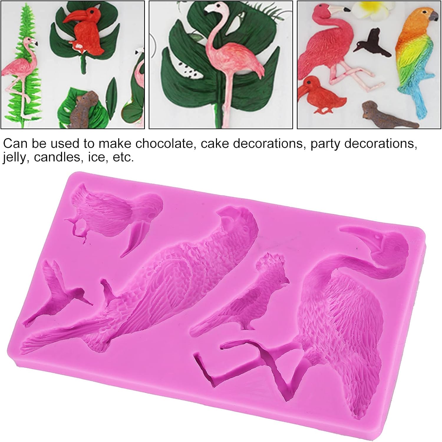 Fondant Molds, Silicone Flamingo Birds Mold 3D Bird Mould for Cupcake Cake Chocolate Decoration V1259-DP01-A-705