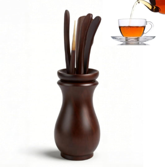 Chinese Gongfu Wooden Tea Ceremony Utensil Tools Set, 6PCS Kungfu Set Asian Teaware Kit for Traditional V1259-DP01-A-707