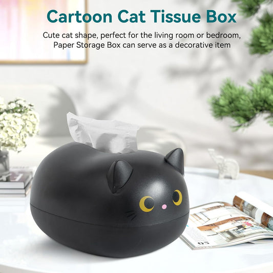 Cat Tissue Dispenser, Cartoon Toilet Paper Holder Dispenser Box with 2 Toothpick for Car Home Bathroom V1259-DP01-A-710