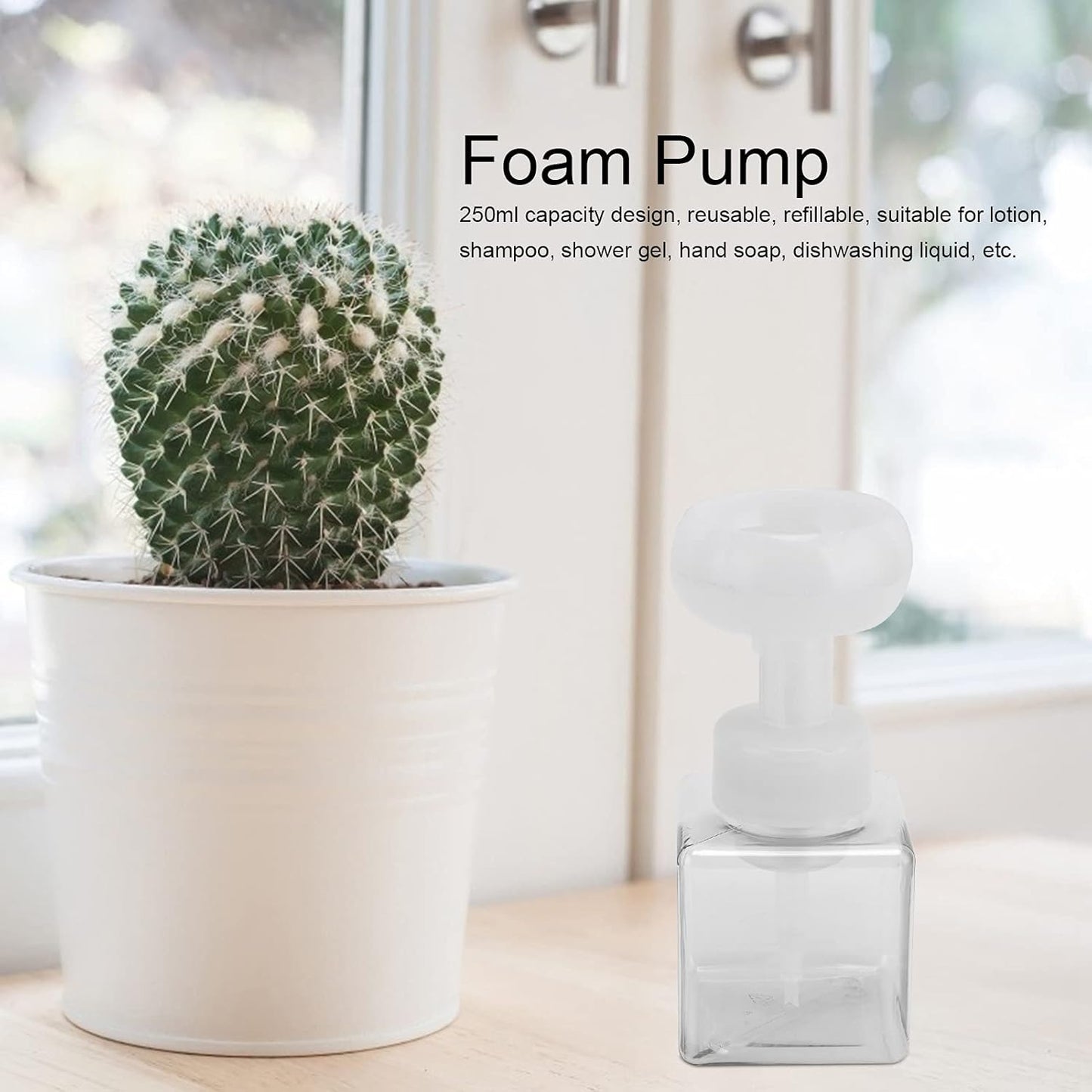 Foaming Hand Soap Dispenser, 250ml Flower Dispenser Shape Refillable Foam Pump Bottle Reusable Plastic V1259-DP01-A-712