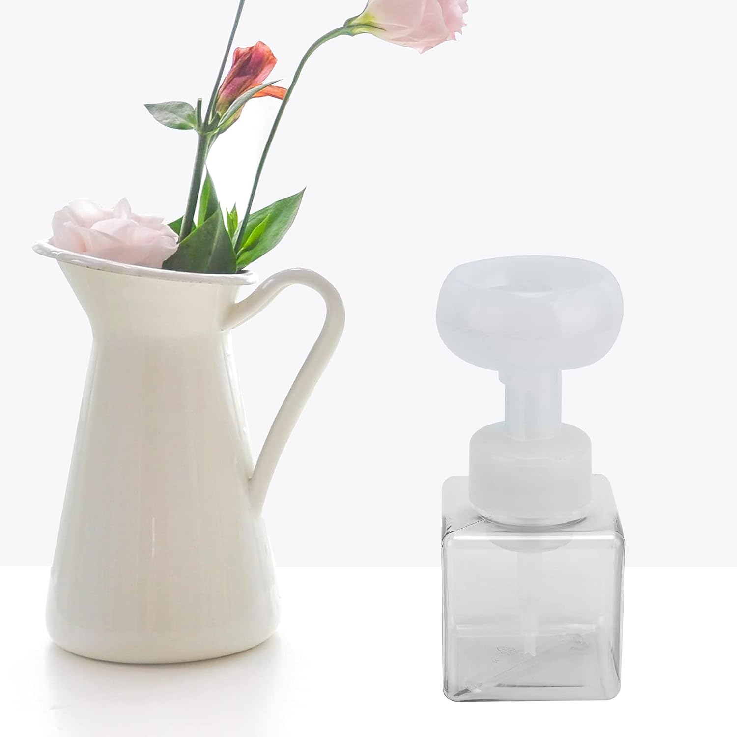 Foaming Hand Soap Dispenser, 250ml Flower Dispenser Shape Refillable Foam Pump Bottle Reusable Plastic V1259-DP01-A-712