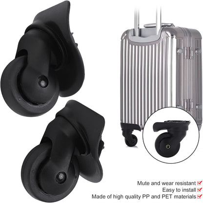 1 Pair Luggage Suitcase Wheels, Universal Replacement Wheels for Mute Swivel Casters Black V1259-DP01-A-717