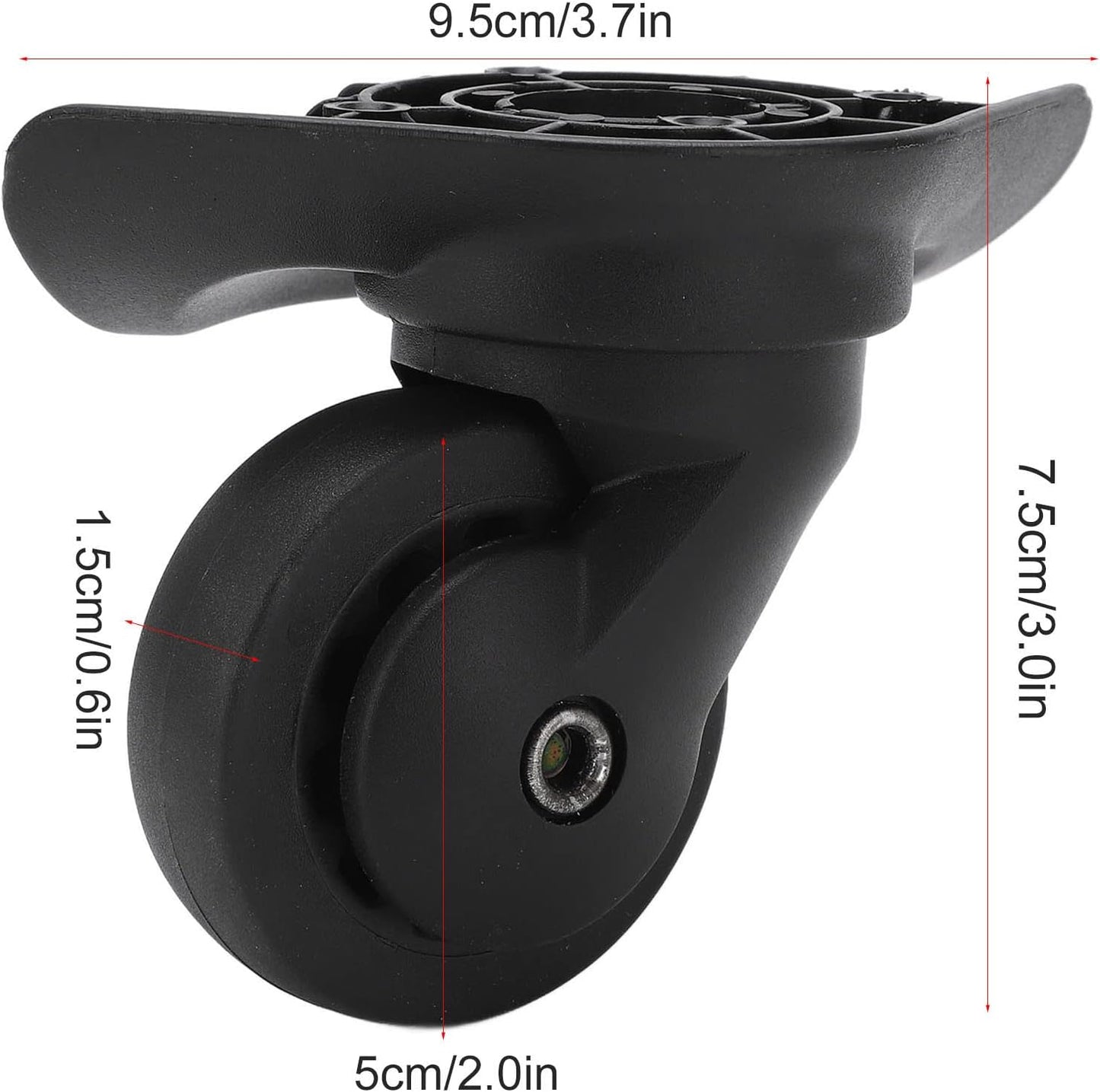 1 Pair Luggage Suitcase Wheels, Universal Replacement Wheels for Mute Swivel Casters Black V1259-DP01-A-717