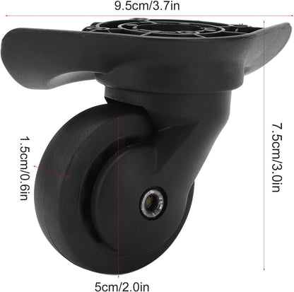 1 Pair Luggage Suitcase Wheels, Universal Replacement Wheels for Mute Swivel Casters Black V1259-DP01-A-717