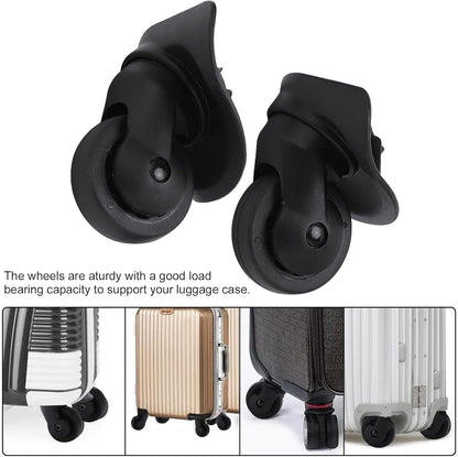 1 Pair Luggage Suitcase Wheels, Universal Replacement Wheels for Mute Swivel Casters Black V1259-DP01-A-717