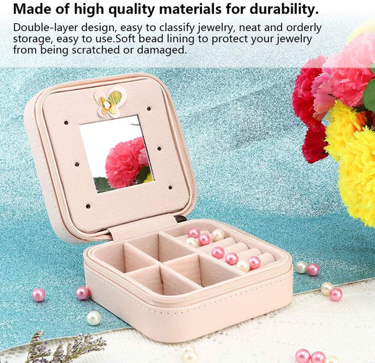 Small Jewelry Box, Travel Case PU Leather Organizer Storage Holder Portable Jewellery Display for Necklace V1259-DP01-A-718