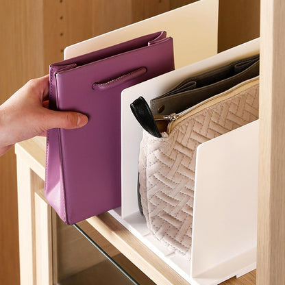 Shelf Divider for Closet, White Purse Organizer Adjustable Storage Handbag Organizers Closets Bookshelf V1259-DP01-A-731