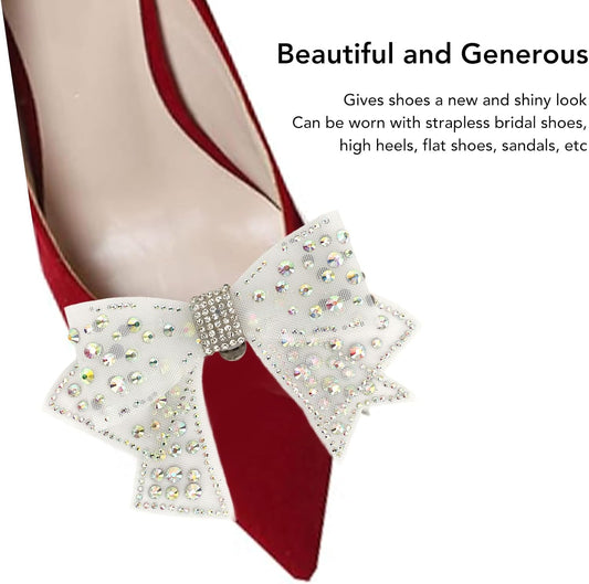2 Pieces Bow Shoe Clips, Decorative Clips Rhinestone Buckle Shoes Decorations for Woman and Girl V1259-DP01-A-735
