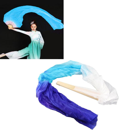 Dance Fan, 1 Pair Long Fan Belly Fans Folding Performance Classical (Blue) V1259-DP01-A-741