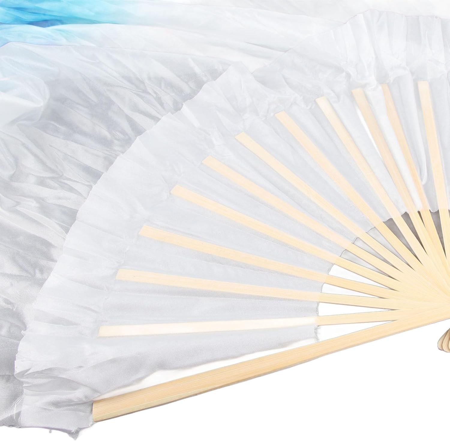 Dance Fan, 1 Pair Long Fan Belly Fans Folding Performance Classical (Blue) V1259-DP01-A-741