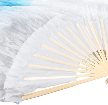 Dance Fan, 1 Pair Long Fan Belly Fans Folding Performance Classical (Blue) V1259-DP01-A-741